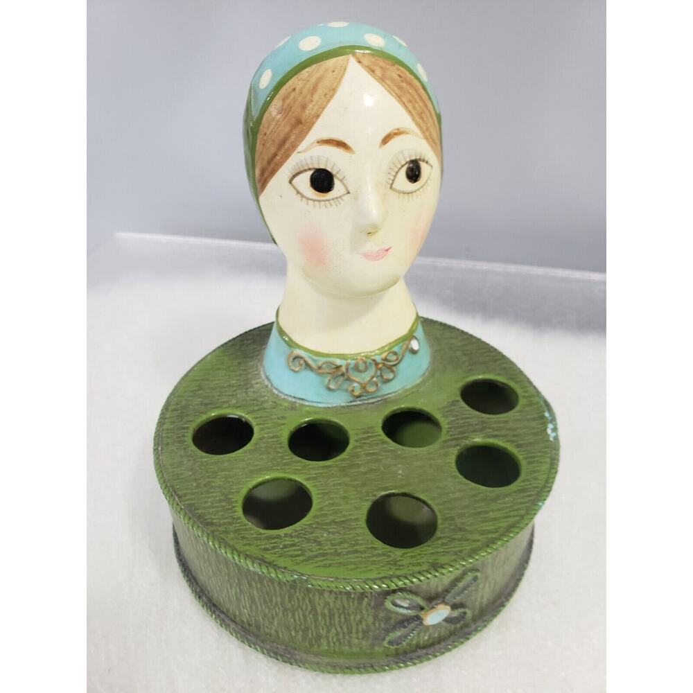 Vintage Irice Paper Mache Doll Lipstick Holder Japan Gemma Taccogna style Vanity